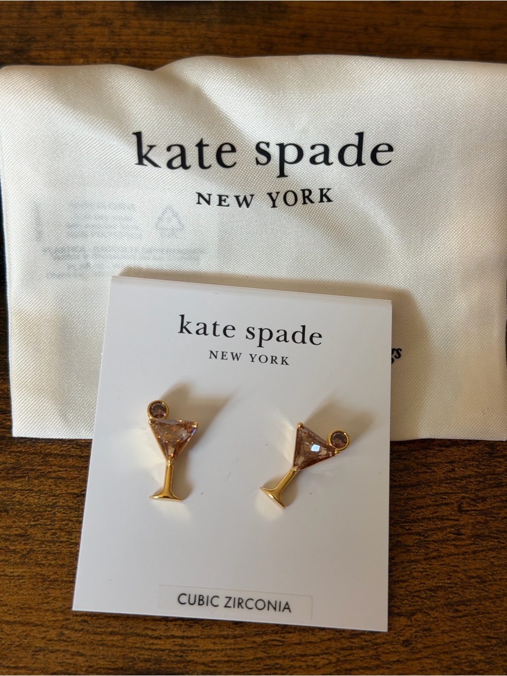 kate spade Shaken and Brewed Gold-Tone Espresso Martini Earrings